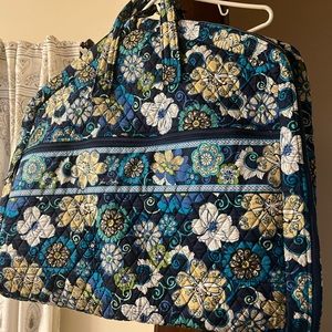 Vera Bradley Quilted Blue Floral Print Garment/Bag w/Extra Large Duffle Bag